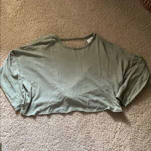 Aerie Green Cropped Long Sleeve Shirt